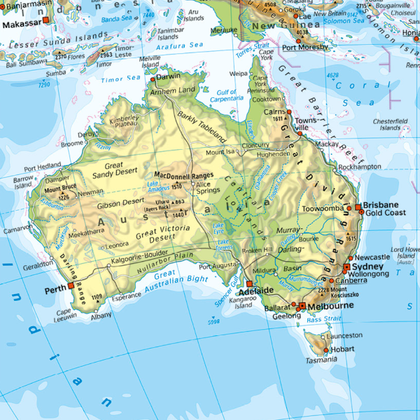 Australien ist Vorreiter im Fernunterricht. Karte: (c) Westermann