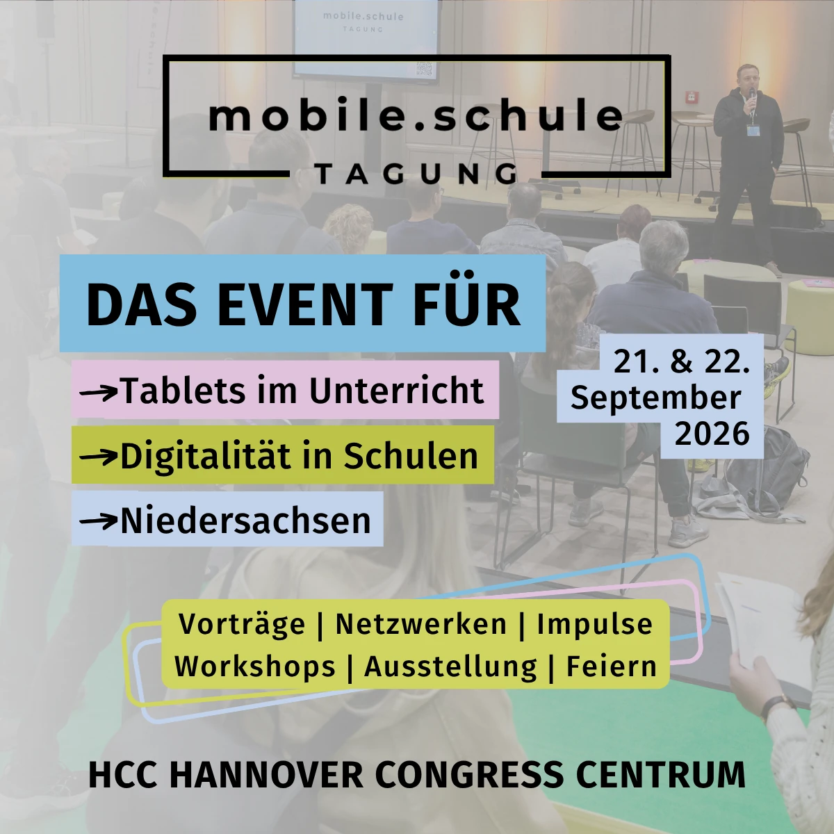 Grafik: mobile.schule TAGUNG 2026 - Zwei Tage, zwei Schwerpunkte